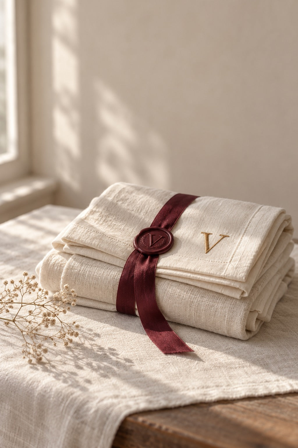 A trousseau, folded and sealed